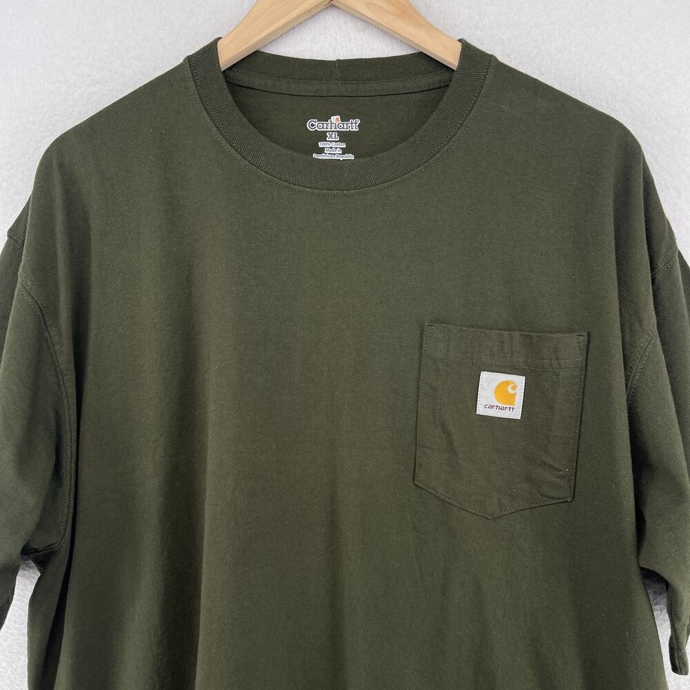 CARHARTT Shirt Mens XL K87 Loose Fit Heavyweight Work Short Sleeve Cotton Green